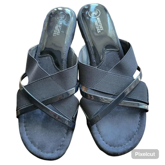 Mootsies Tootsies Navy Blue Patent Leather Strappy Sandals Size 9.5 - Picture 5 of 10